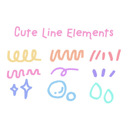 cute line drawn design for templates.のイラスト素材