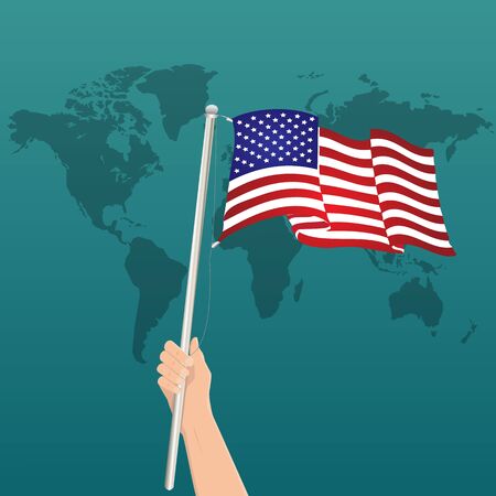 Hand holding american flag - vector illustrationのイラスト素材