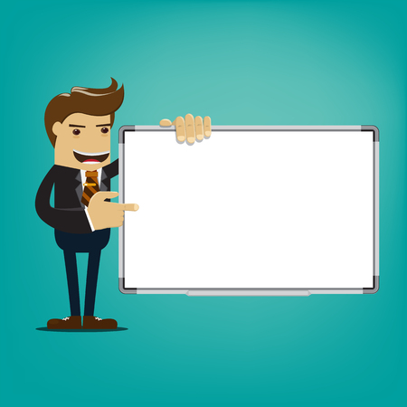 Business man holding whiteboardのイラスト素材