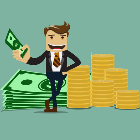 Businessman with money vector- Business Concept.のイラスト素材