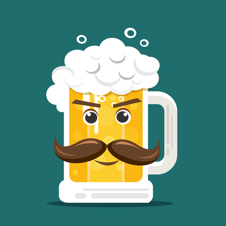 Vector Beer , Lager beer icon , Glass with beer isolated on backgroundのイラスト素材