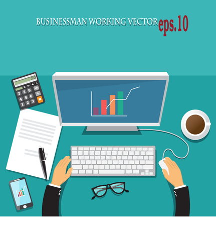 Businessman workings vector conceptのイラスト素材