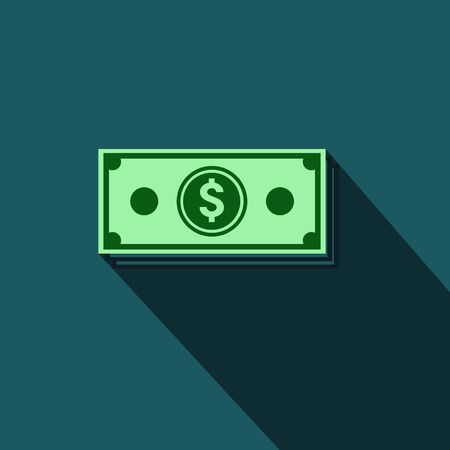 Money icon with long shadow - vector illustrationのイラスト素材