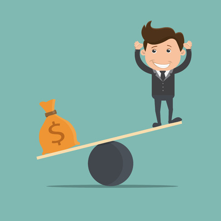 Business man and money balance concept, Business concept cartoon - Vector illustrationのイラスト素材