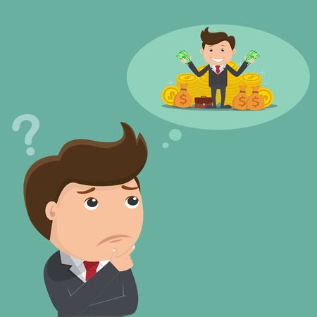Business man thinking about money .Vector illustration	のイラスト素材