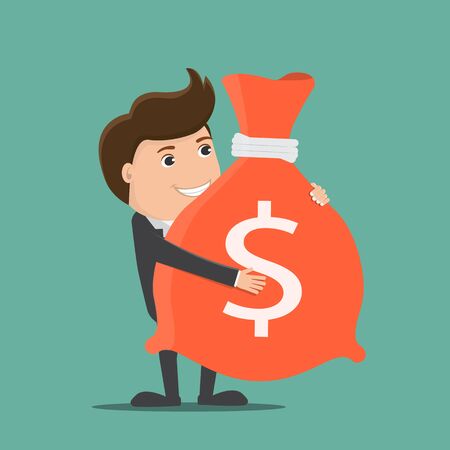 Businessman holding a bag with money.Vector illustration.	のイラスト素材