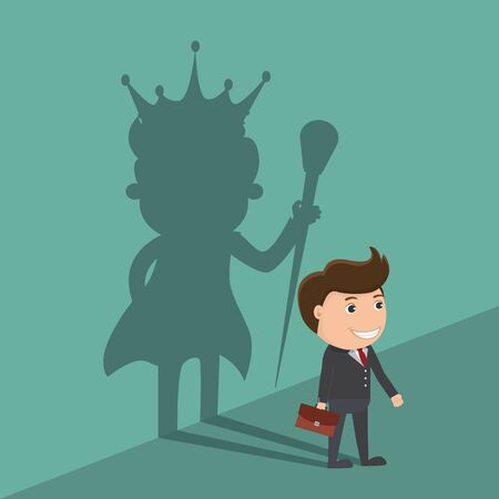 Businessman with shadow as king.Business king. Vector illustration	のイラスト素材