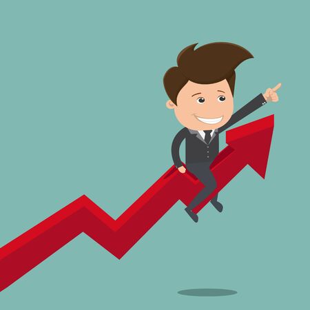 Businessman sitting on the chart growing chart , Business concept  - vector illustrationのイラスト素材