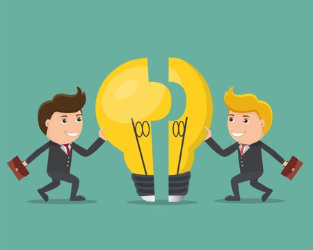 Businessman pushing a light bulb , Business idea concept. Business teamwork concept	
のイラスト素材
