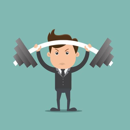 Business man lifting dumbbell ,concept  -vector illustrationのイラスト素材