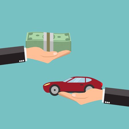 Businessman hands buying car - vector illustrationのイラスト素材