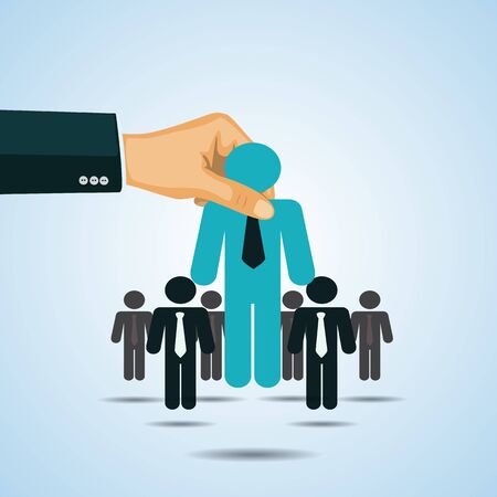 Hand picking business person candidate group - vector illustrationのイラスト素材