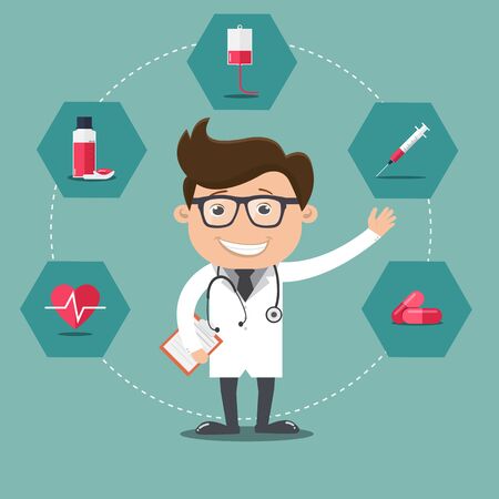 Doctor man with medical - vector illustration	
のイラスト素材