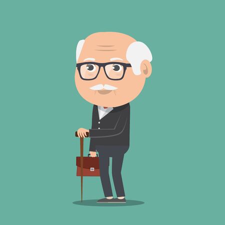 old man with stick - Vector illustration.	のイラスト素材