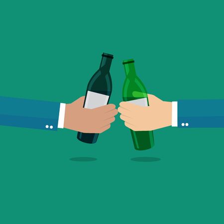 Two businessmen toasting bottle of beer.のイラスト素材