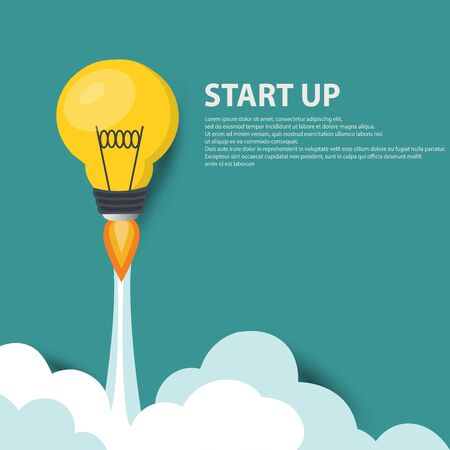 Light bulb start up , Start up Business,Business idea concept - vector illustration	のイラスト素材