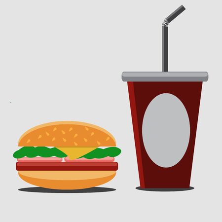 Hamburger and soda.Vector illustration.のイラスト素材
