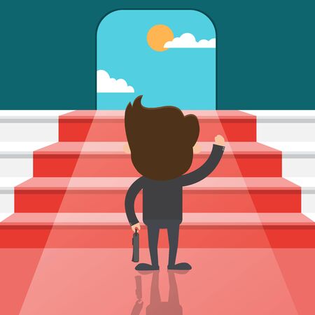 The door of Successful , Successful business man climbing steps , Business concept  - vector illustrationのイラスト素材