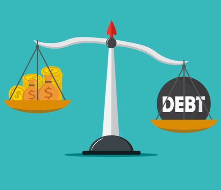 Scale with money and taxes. Vector illustration.	のイラスト素材