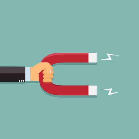 Business hand holding magnet - vector illustration	のイラスト素材