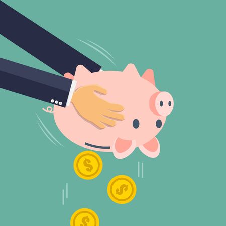 Business Hands shaking piggy bank . Business concept. Vector illustration.	のイラスト素材