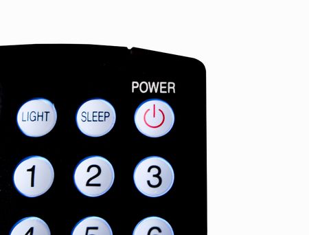 Close up of remote control power button isolated