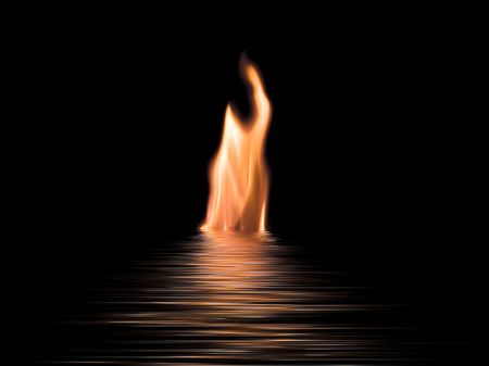 Flame with rendered water