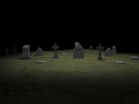 3D grave yard with tomb stones.の写真素材
