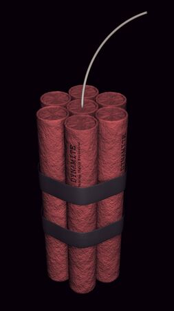 3D illustration of dynamite on a black backgroundの写真素材