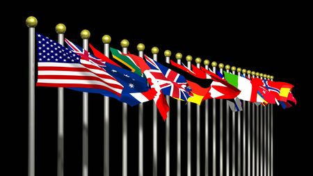 World Flags on a Black Background 3D