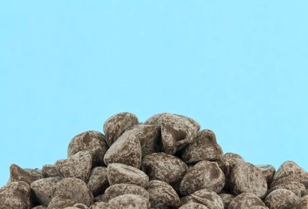 Pile of chocolate chips with copy space
