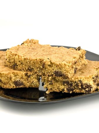 chocolate chip cookie bar on a white backgroundの写真素材