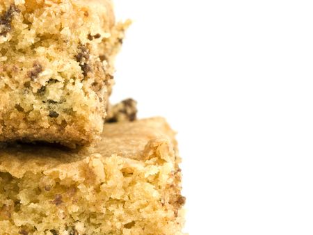 Closeup of a Chocolate chip Cookie Bar with Copyspace