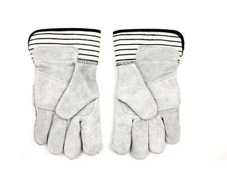 Pair of work gloves on a white background