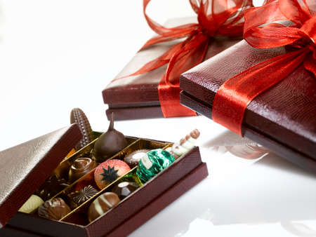Beautiful gift boxes full of chocolate ready to be offered to mark your love for all kinds of events...