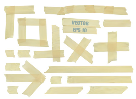 Set of various adhesive tape pieces. のイラスト素材