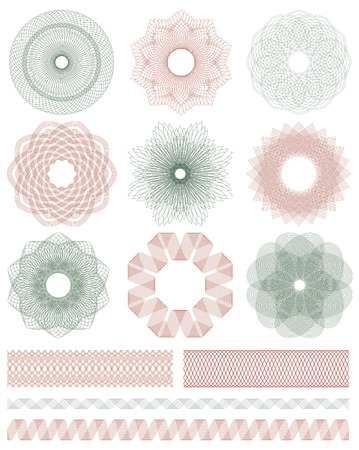 Set of Guilloche decorative elements. のイラスト素材