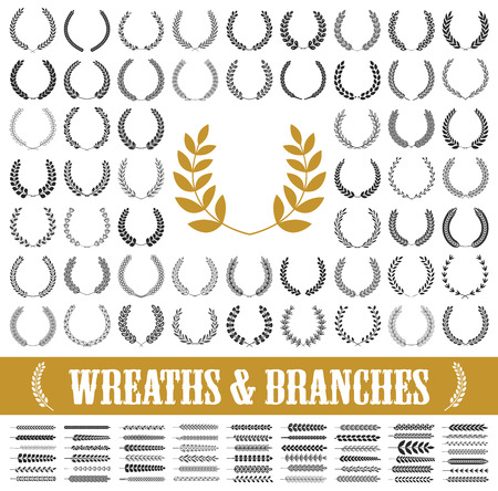 55 wreaths and branches in September Vector illustration.のイラスト素材