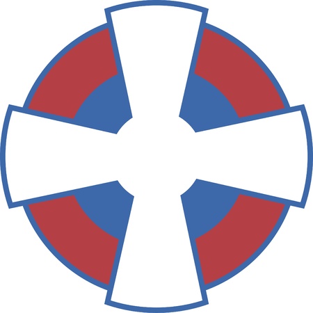 Serbian air force Cross Paty convexed, aka Kosovki krst, fully editable のイラスト素材