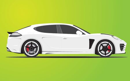 white sport sedan family car, fully editable のイラスト素材