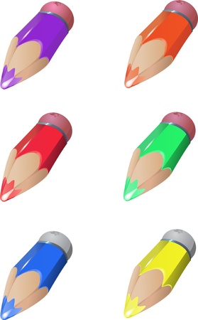 Six color crayons, two colors of rubber, fully editable  , layeredのイラスト素材