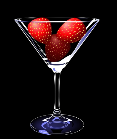 strawberies in glass, layered, fully editableのイラスト素材