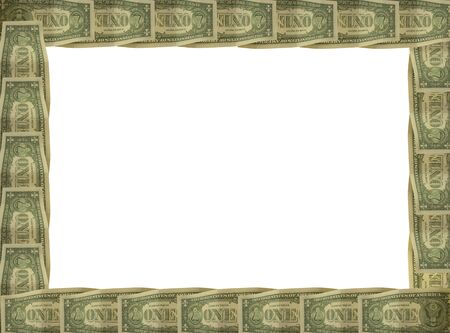 a dollar bill repeated round the edge of a picture frame borderの写真素材