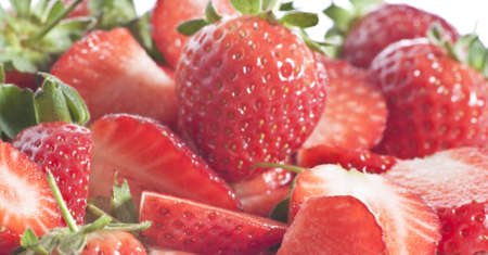 some fresh strawberries piled up の写真素材