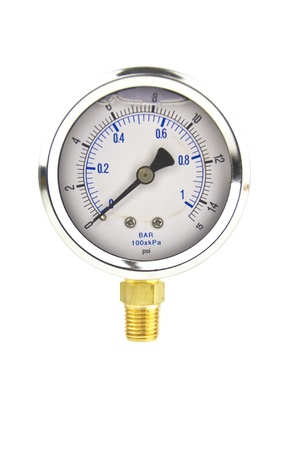 low valued pressure gauge with white spaceの写真素材