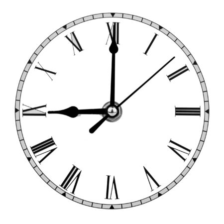 analogue clock face displaying nine o'clockの写真素材