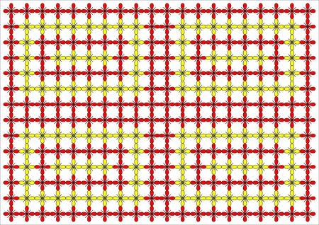 some red and yellow flowers wallpaper on whiteの写真素材