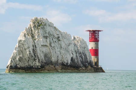 The lighthouse at the end of The Needles on the Isle of Wightの写真素材