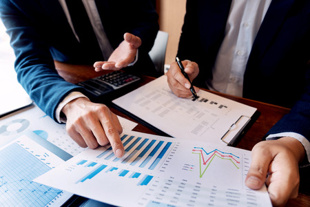 Business Corporate team brainstorming, Planning Strategy having a discussion Analysis investment...