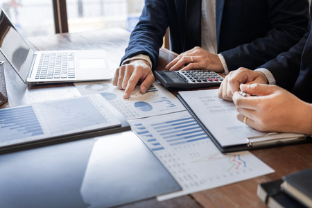 Business Corporate team brainstorming, Planning Strategy having a discussion Analysis investment...
